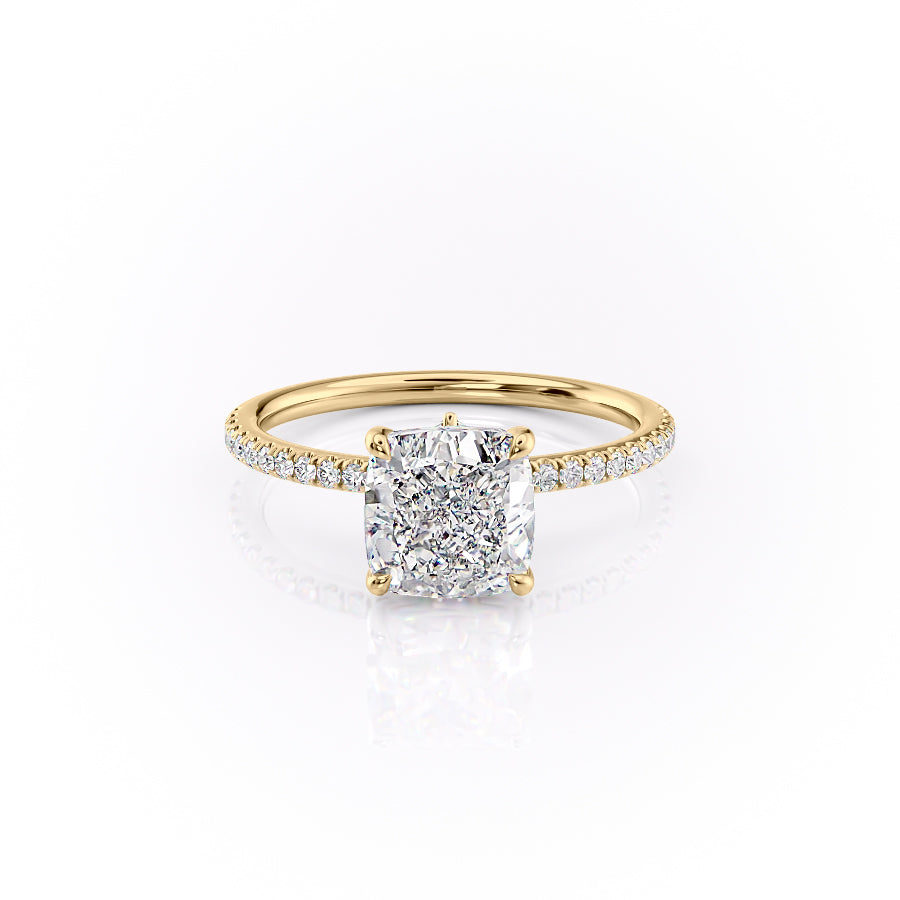 The Luna Set With A 1 Carat Cushion 18K Yellow Gold Lab Diamond