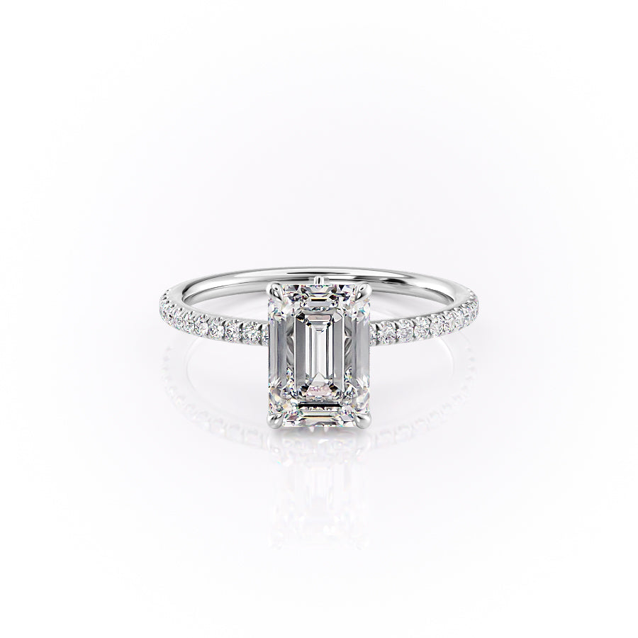 The Luna Set With A 2.5 Carat Emerald 18K White Gold Lab Diamond