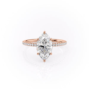 The Luna Set  With A 2.5 Carat Marquise 14K Rose Gold Moissanite