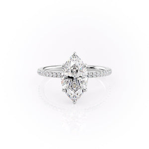 The Luna Set With A 1 Carat Marquise 18K White Gold Lab Diamond