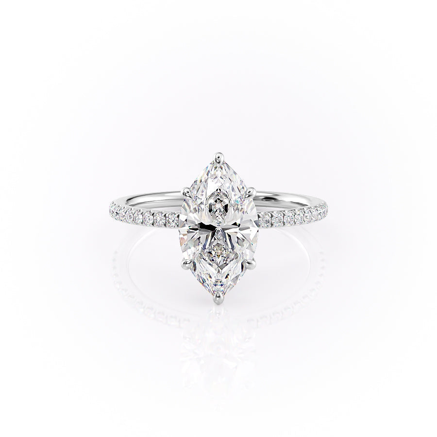The Luna Set  With A 1 Carat Marquise 14K White Gold Moissanite