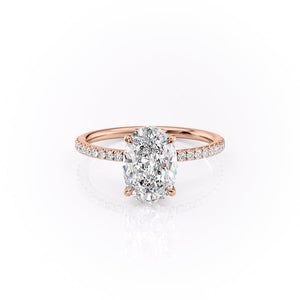 The Luna Set With A 2.5 Carat Oval 14K Rose Gold Lab Diamond