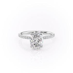 The Pave Luna Set  With A 1 Carat Oval 18K White Gold Moissanite