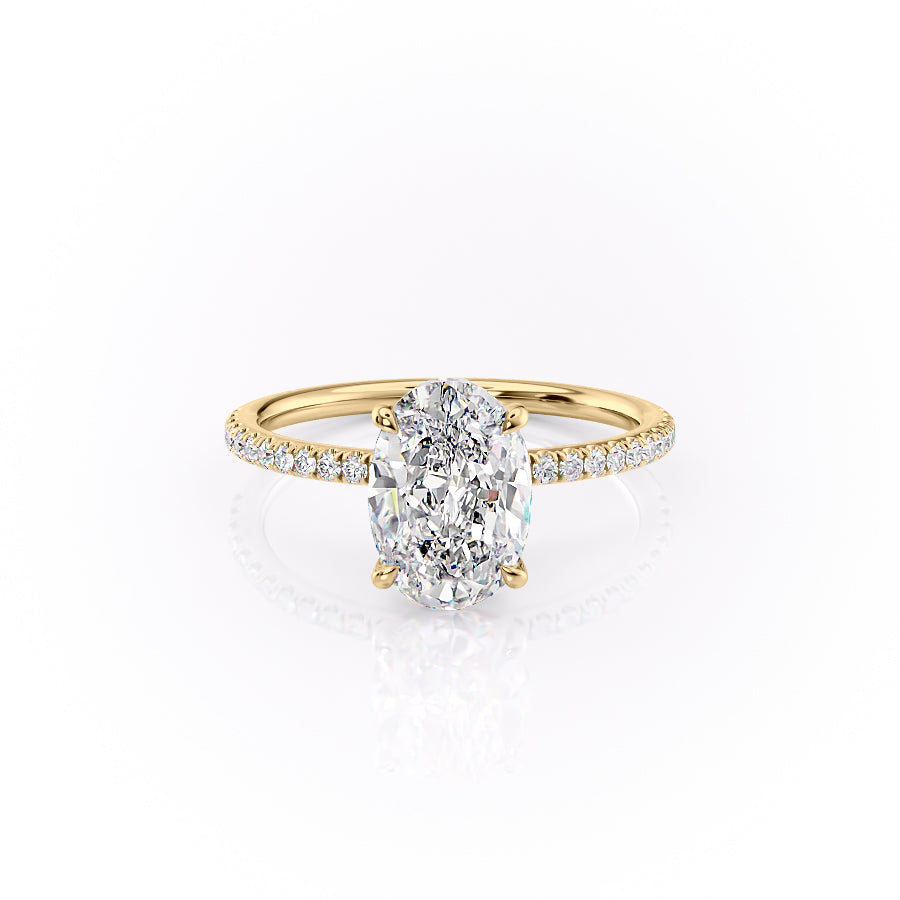 The Luna Set With A 1 Carat Oval 18K Yellow Gold Lab Diamond