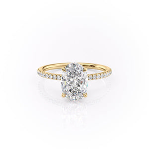 The Luna Set With A 1.5 Carat Oval 18K Yellow Gold Lab Diamond