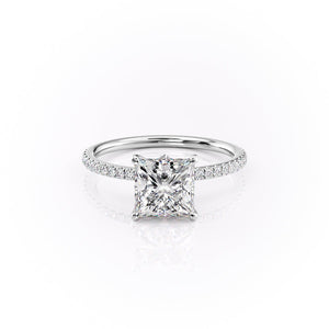The Luna Set  With A 2.5 Carat Princess 14K White Gold Moissanite
