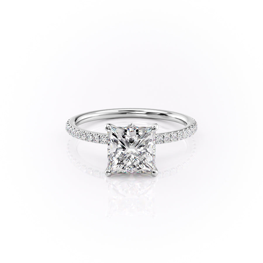 The Luna Set  With A 2.5 Carat Princess 18K White Gold Moissanite