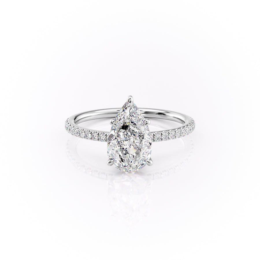 The Luna Set  With A 2.5 Carat Pear 14K White Gold Moissanite