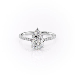 The Luna Set  With A 2.5 Carat Pear 14K White Gold Moissanite