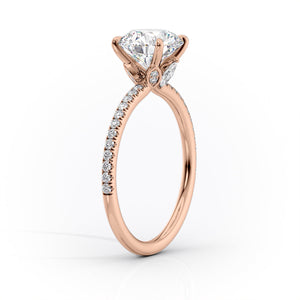 The Luna Set  With A 3 Carat Round 14K Rose Gold Moissanite