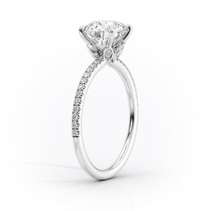 The Pave Luna Set  With A 3 Carat Round 14K White Gold Moissanite