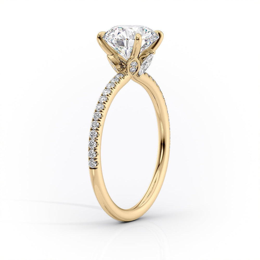 The Pave Luna Set  With A 4.5 Carat Radiant 18K Yellow Gold Moissanite
