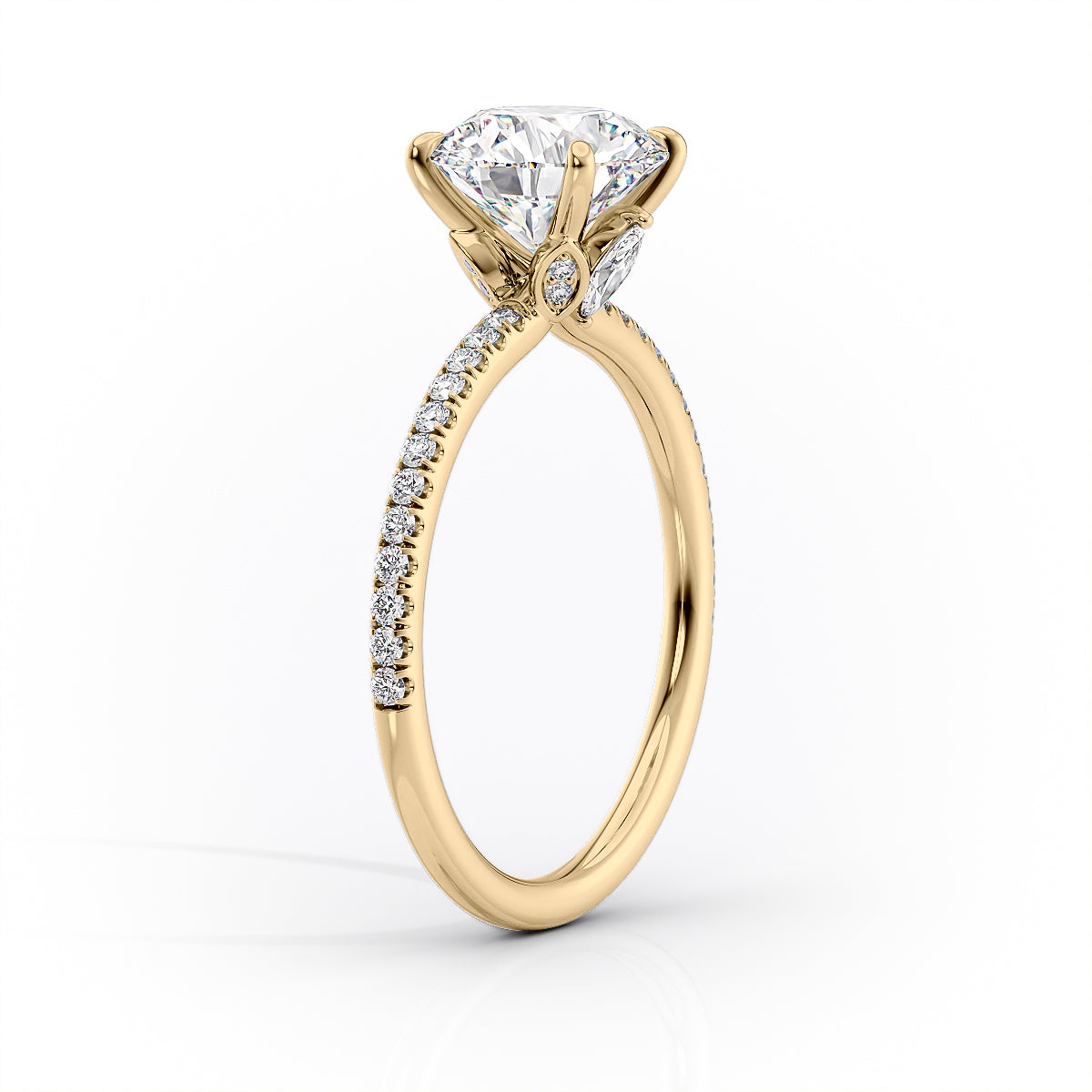 The Luna Set  With A 2.5 Carat Princess 18K Yellow Gold Moissanite