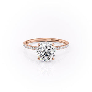 The Luna Set  With A 1 Carat Round 14K Rose Gold Moissanite