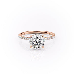The Pave Luna Set  With A 5 Carat Round 14K Rose Gold Moissanite