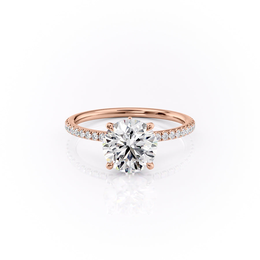 The Pave Luna Set With A 1 Carat Round 14K Rose Gold Lab Diamond