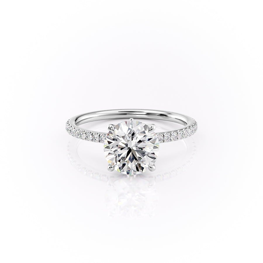 The Pave Luna Set  With A 1.5 Carat Round 18K White Gold Moissanite