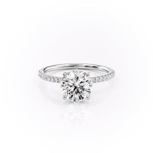 The Pave Luna Set  With A 1.5 Carat Round 18K White Gold Moissanite