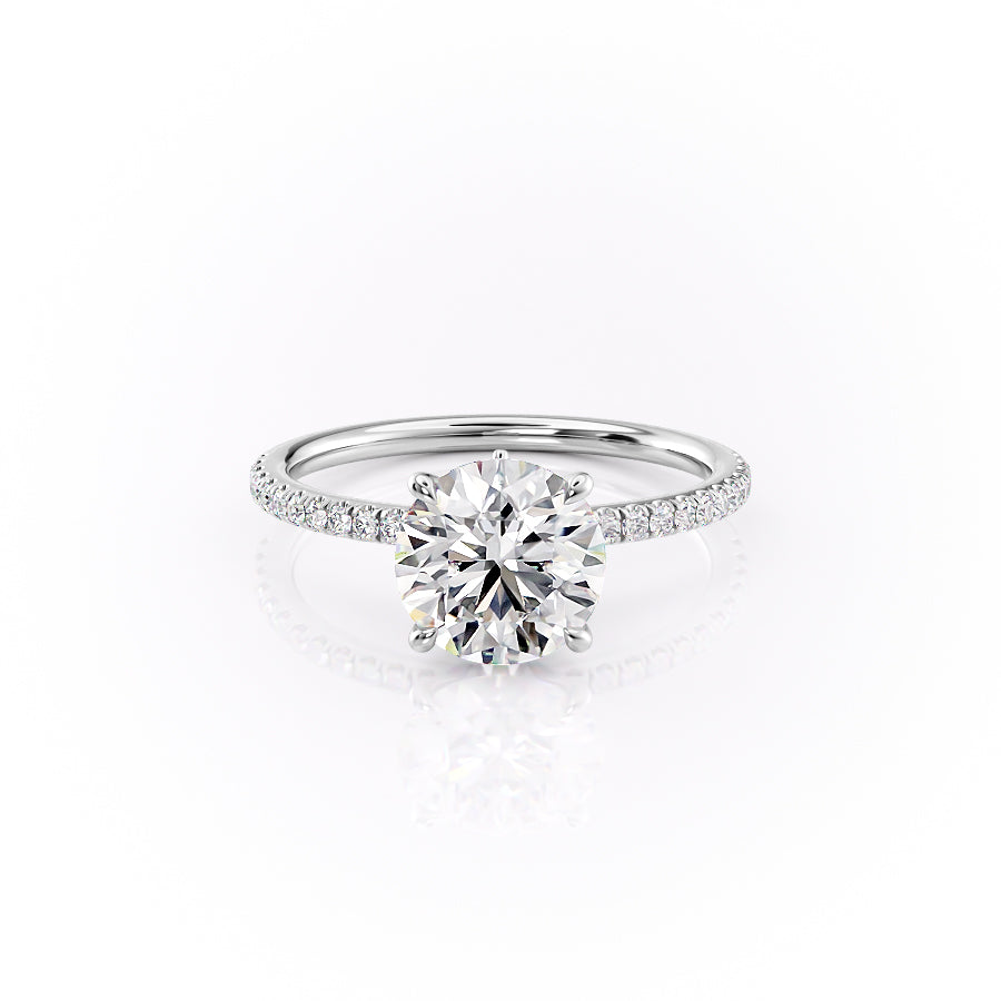The Luna Set  With A 5 Carat Round 18K White Gold Moissanite