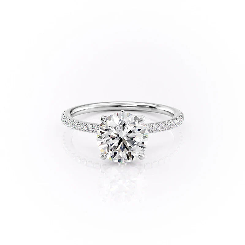 The Pave Luna Set  With A 4 Carat Princess 14K White Gold Moissanite