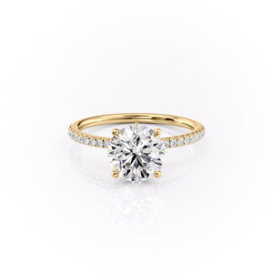 The Luna Set  With A 4 Carat Round 14K Yellow Gold Moissanite
