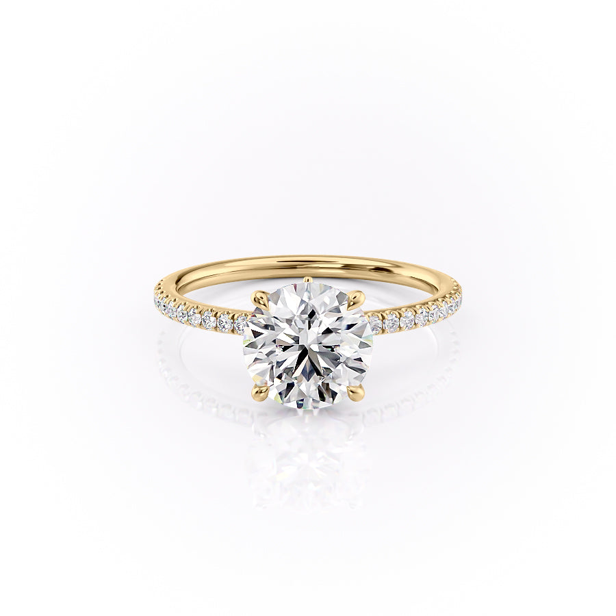 The Luna Set  With A 4 Carat Round 18K Yellow Gold Moissanite