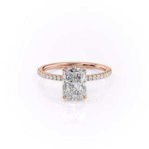 The Pave Luna Set  With A 1 Carat Radiant 14K Rose Gold Moissanite