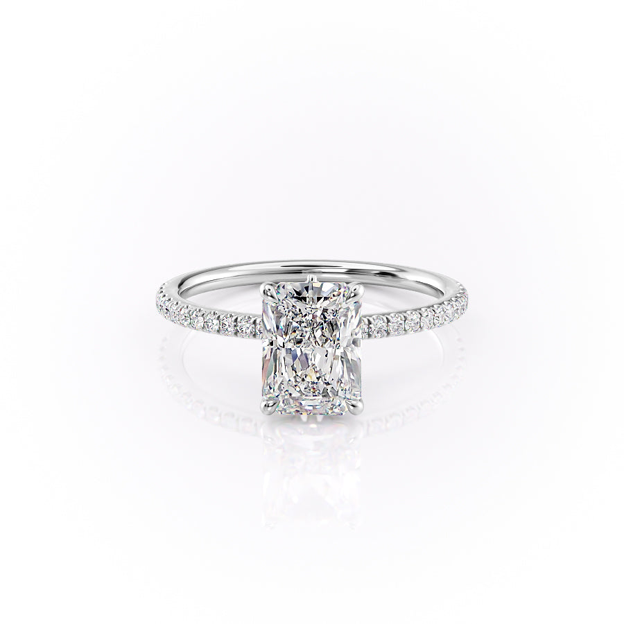The Luna Set  With A 3 Carat Radiant 18K White Gold Moissanite