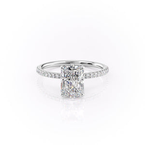 The Luna Set  With A 3 Carat Radiant 18K White Gold Moissanite