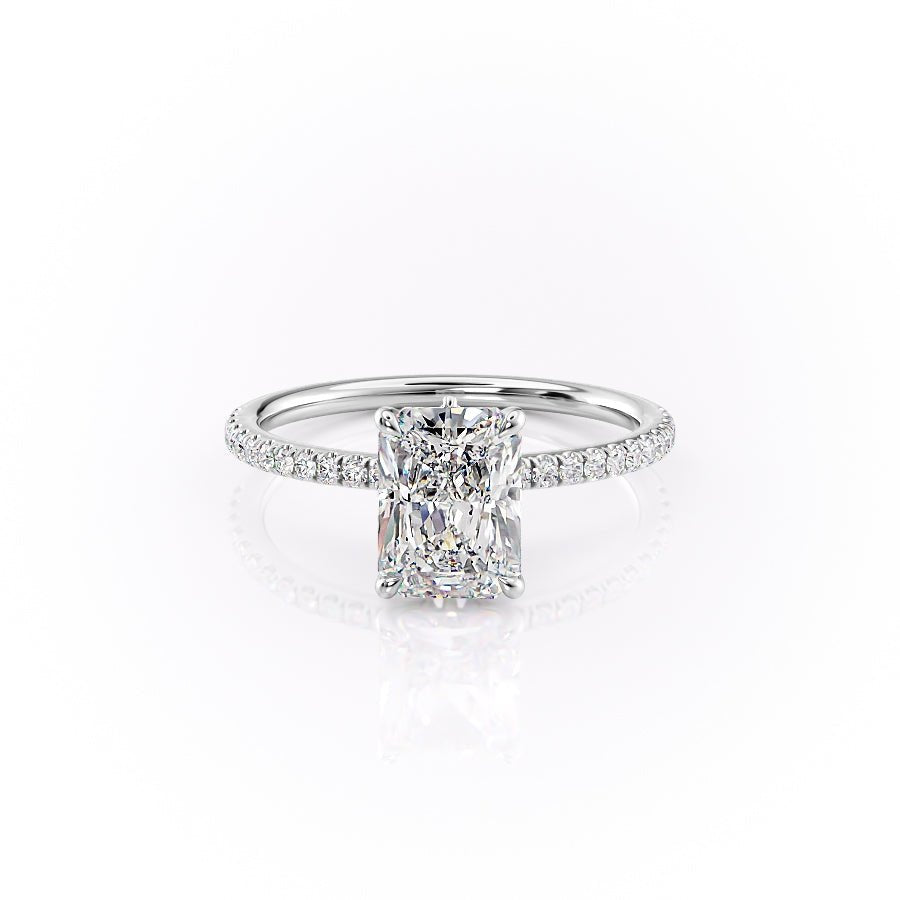 The Pave Luna Set  With A 2 Carat Radiant 18K White Gold Moissanite