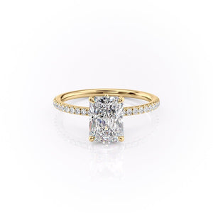 The Pave Luna Set  With A 1.5 Carat Radiant 14K Yellow Gold Moissanite