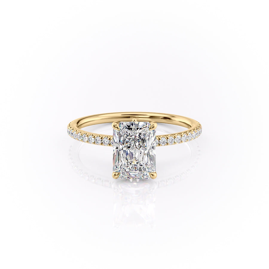 The Luna Set  With A 5 Carat Radiant 18K Yellow Gold Moissanite