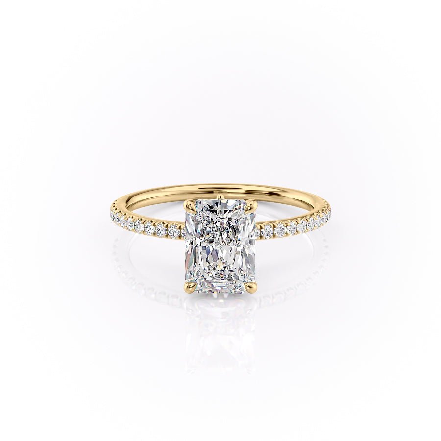The Pave Luna Set  With A 2 Carat Radiant 18K Yellow Gold Moissanite