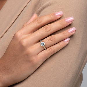 The Cameron Set  With A 2 Carat Cushion 18K Yellow Gold Moissanite