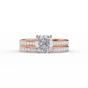 The Cameron Set With A 1 Carat Cushion 14K Rose Gold Lab Diamond