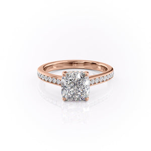 The Cameron Set  With A 1.5 Carat Cushion 14K Rose Gold Moissanite
