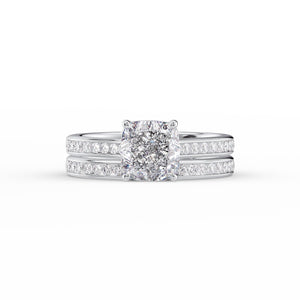 The Cameron Set  With A 3 Carat Cushion 14K White Gold Moissanite