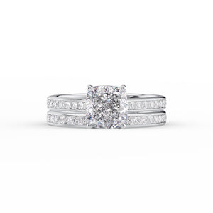 The Cameron Set With A 1 Carat Cushion 14K White Gold Lab Diamond
