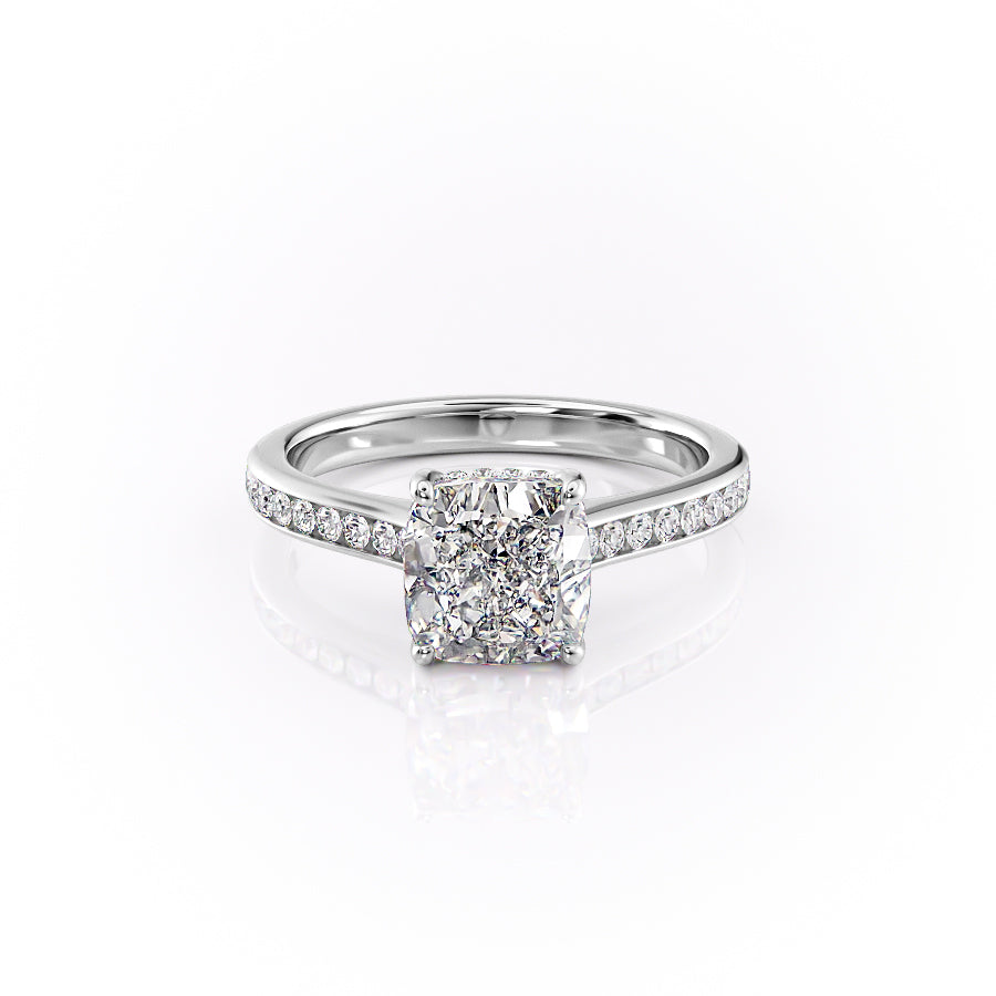 The Cameron Set With A 1.5 Carat Cushion 18K White Gold Lab Diamond