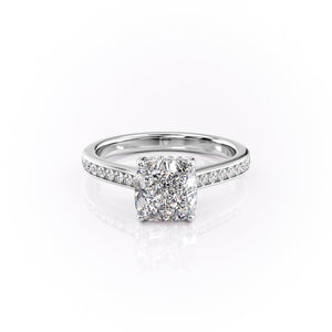The Cameron Set With A 1 Carat Cushion 14K White Gold Lab Diamond