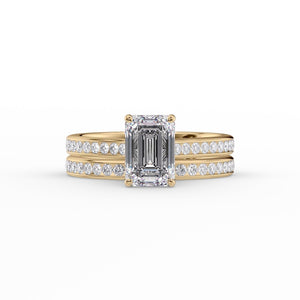 The Cameron Set With A 2 Carat Emerald 18K Yellow Gold Lab Diamond