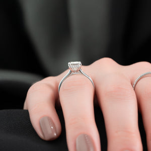 The Cameron Set  With A 3 Carat Emerald 14K White Gold Moissanite