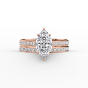 The Cameron Set With A 1.5 Carat Marquise 14K Rose Gold Lab Diamond