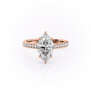 The Cameron Set With A 1 Carat Marquise 14K Rose Gold Lab Diamond