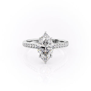 The Cameron Set  With A 2 Carat Marquise 18K White Gold Moissanite