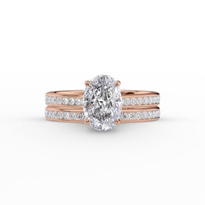 The Cameron Set  With A 2.5 Carat Oval 14K Rose Gold Moissanite