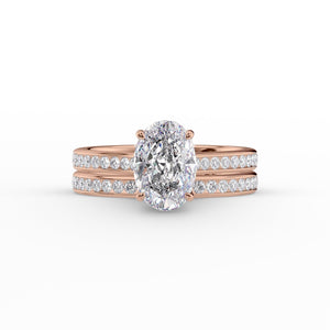 The Cameron Set  With A 2.5 Carat Oval 14K Rose Gold Moissanite