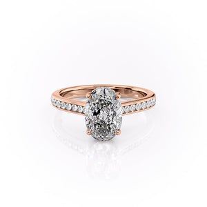 The Cameron Set  With A 5 Carat Oval 14K Rose Gold Moissanite