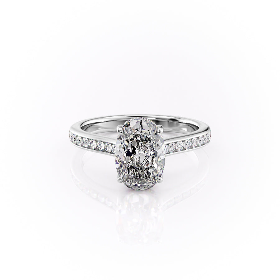 The Cameron Set  With A 4.5 Carat Oval 14K White Gold Moissanite