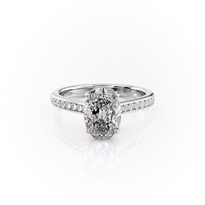 The Cameron Set  With A 2 Carat Oval 18K White Gold Moissanite